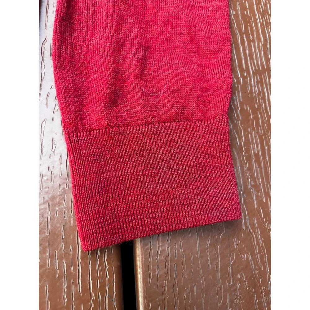 Banana Republic Mens Silk Cotton Cashmere V-Neck Sweater Red Heather Knit Large